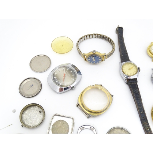 847 - Watchmakers / Repairers Interest : A quantity of assorted wristwatch / wrist watch cases, movements ... 