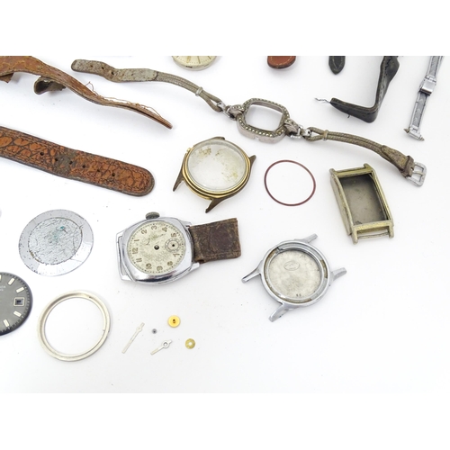 847 - Watchmakers / Repairers Interest : A quantity of assorted wristwatch / wrist watch cases, movements ... 