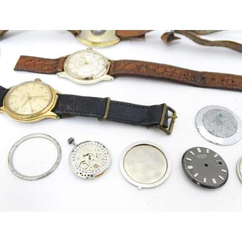 847 - Watchmakers / Repairers Interest : A quantity of assorted wristwatch / wrist watch cases, movements ... 