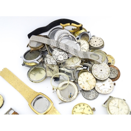 849 - Watchmakers / Repairers Interest : A quantity of assorted wristwatch / wrist watch cases, movements ... 