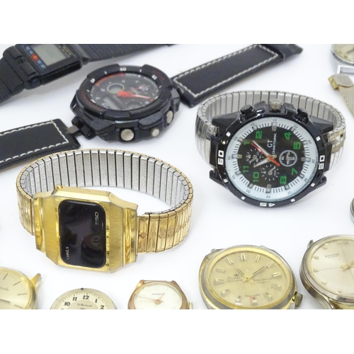 849 - Watchmakers / Repairers Interest : A quantity of assorted wristwatch / wrist watch cases, movements ... 