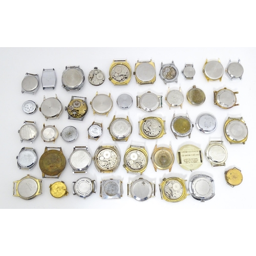 849 - Watchmakers / Repairers Interest : A quantity of assorted wristwatch / wrist watch cases, movements ... 