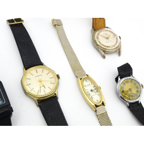 849 - Watchmakers / Repairers Interest : A quantity of assorted wristwatch / wrist watch cases, movements ... 