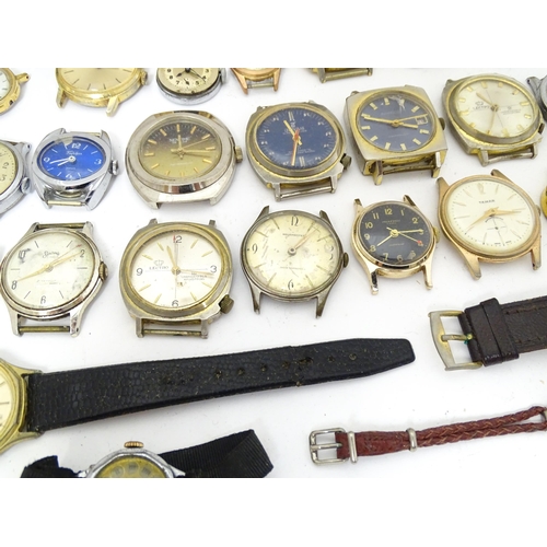 849 - Watchmakers / Repairers Interest : A quantity of assorted wristwatch / wrist watch cases, movements ... 