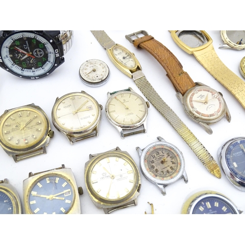 849 - Watchmakers / Repairers Interest : A quantity of assorted wristwatch / wrist watch cases, movements ... 