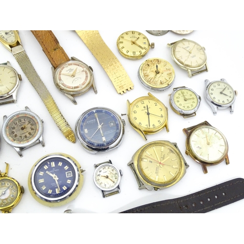 849 - Watchmakers / Repairers Interest : A quantity of assorted wristwatch / wrist watch cases, movements ... 