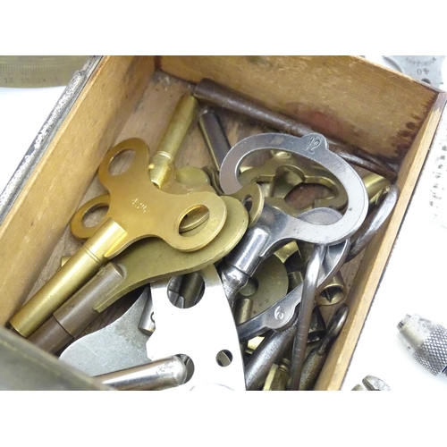 852 - A quantity of clock / watchmakers tools etc. to include gauges, pliers, clamps, files, etc., a knife... 