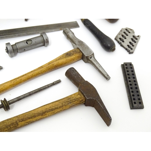 852 - A quantity of clock / watchmakers tools etc. to include gauges, pliers, clamps, files, etc., a knife... 