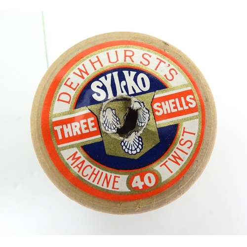 1216 - Sewing Interest: An early 20thC Dewhurst's Sylko 'Three Shells' cotton thread / reel box / advertisi... 