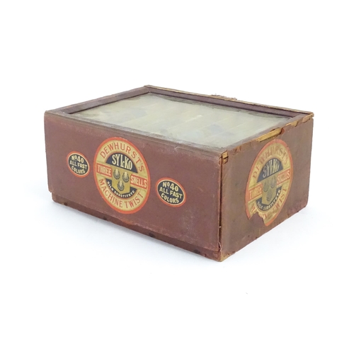 1216 - Sewing Interest: An early 20thC Dewhurst's Sylko 'Three Shells' cotton thread / reel box / advertisi... 