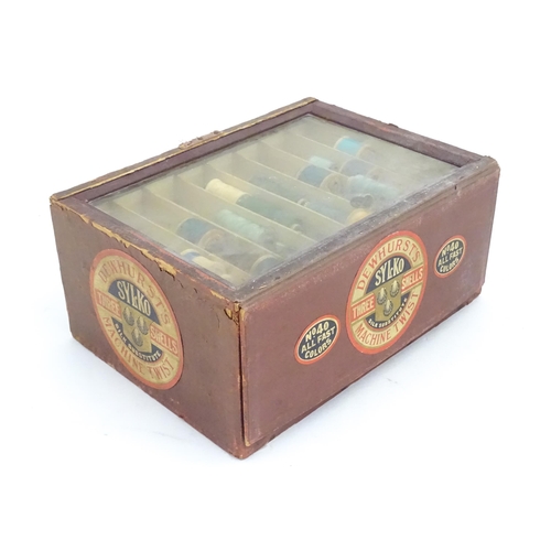 1216 - Sewing Interest: An early 20thC Dewhurst's Sylko 'Three Shells' cotton thread / reel box / advertisi... 