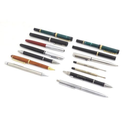 1217 - A quantity of mid to late 20thC fountain pens, including examples by Sheaffer, Platignum and Osmiroi... 