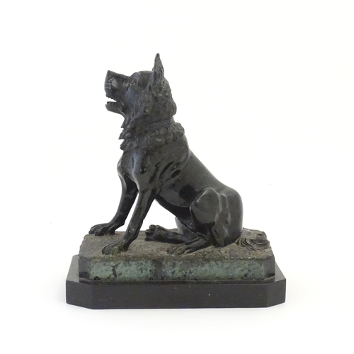 1232 - A 19thC Italian Grand Tour carved green serpentine hardstone model of the Dog of Alciabades, or The ... 