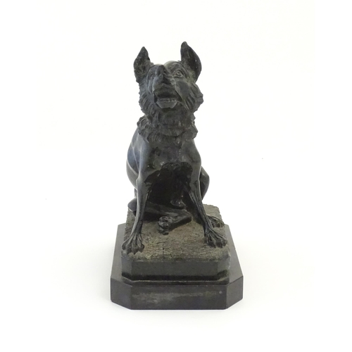 1232 - A 19thC Italian Grand Tour carved green serpentine hardstone model of the Dog of Alciabades, or The ... 