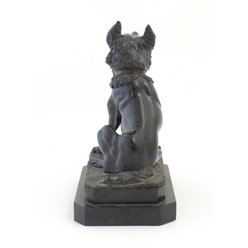 1232 - A 19thC Italian Grand Tour carved green serpentine hardstone model of the Dog of Alciabades, or The ... 