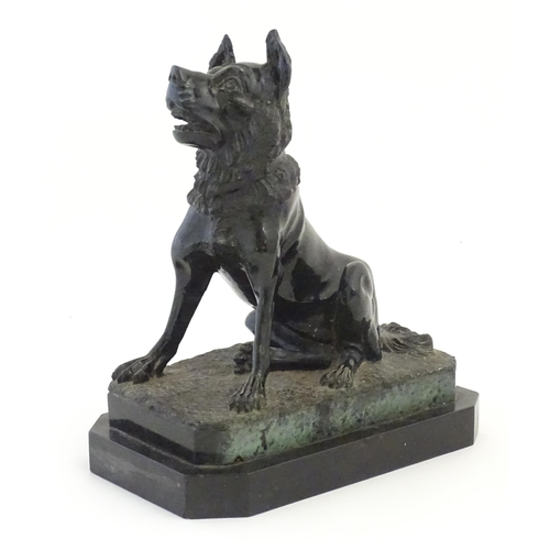 A 19thC Italian Grand Tour carved green serpentine hardstone model of the Dog of Alciabades, or The Jennings Dog, after the antique. Approx. 11 1/4" high overall