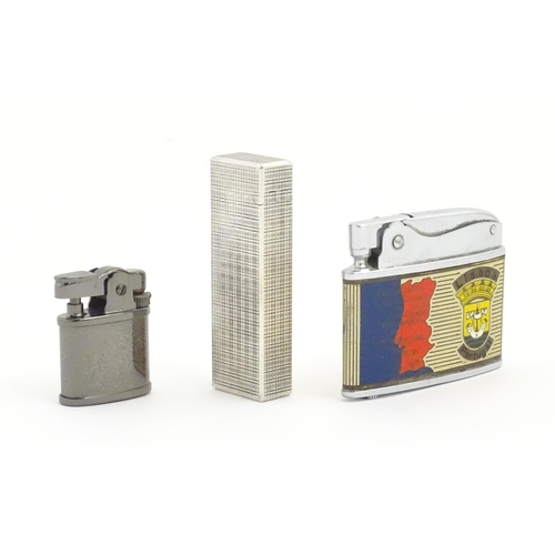 1236 - Three pocket lighters, comprising a cased Ronson Automatic with Portugal decoration, a miniature Ron... 