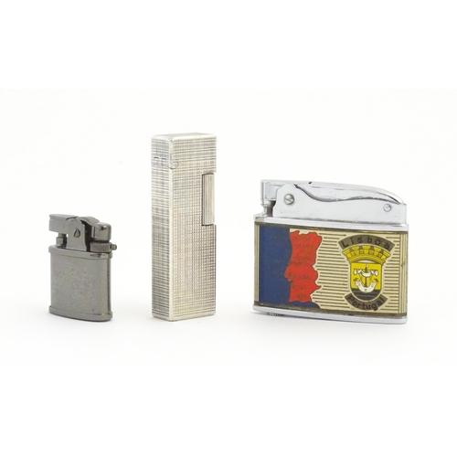 1236 - Three pocket lighters, comprising a cased Ronson Automatic with Portugal decoration, a miniature Ron... 