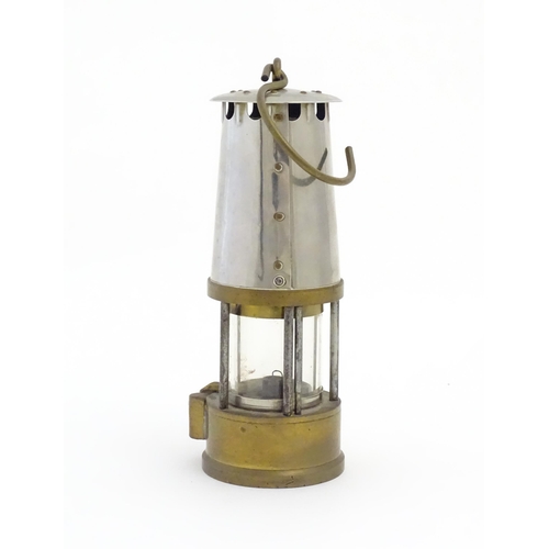 1255 - A miners lamp with applied badge The Protector Lamp & Lighting Co., Type 6, Eccles. Approx. 10