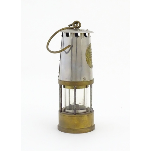 1255 - A miners lamp with applied badge The Protector Lamp & Lighting Co., Type 6, Eccles. Approx. 10