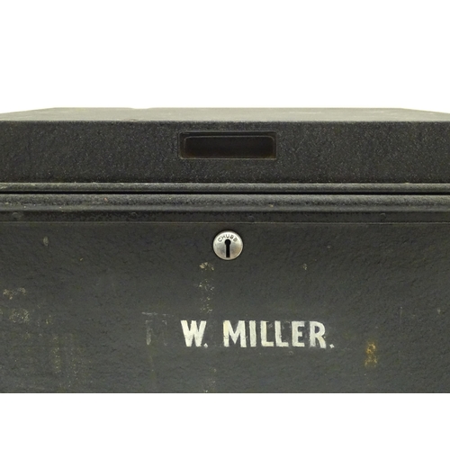 1315 - A 20thC twin handled strong box with a Chubb and Sons Ltd lock. Approx. 10 1/4