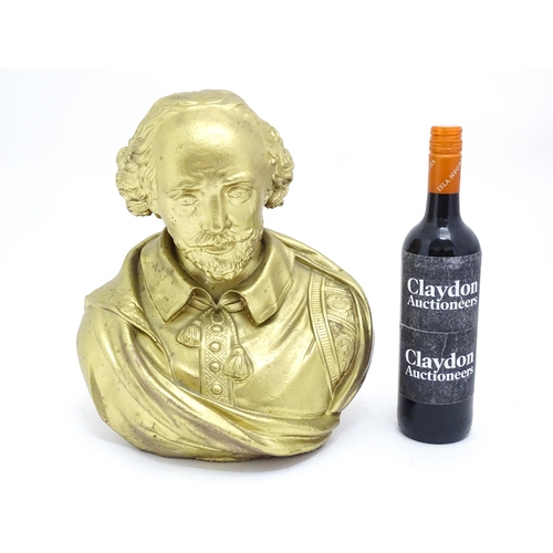 1325 - A French late 19th / early 20thC cast bust of Shakespeare after Ferdinand Barbedienne (1810-1892). A... 