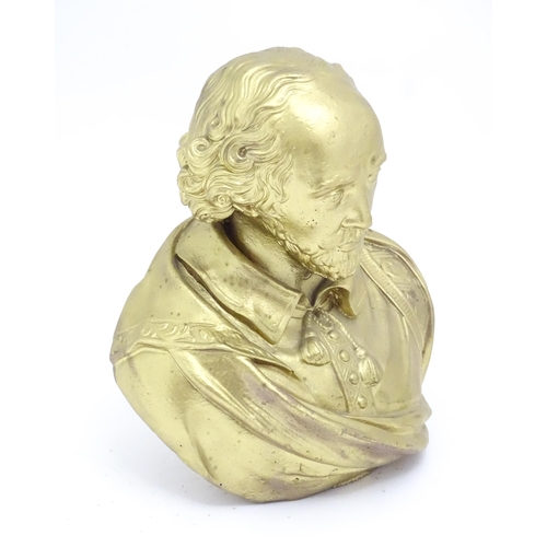 1325 - A French late 19th / early 20thC cast bust of Shakespeare after Ferdinand Barbedienne (1810-1892). A... 