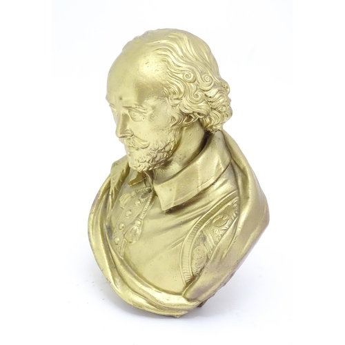 1325 - A French late 19th / early 20thC cast bust of Shakespeare after Ferdinand Barbedienne (1810-1892). A... 