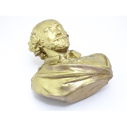 1325 - A French late 19th / early 20thC cast bust of Shakespeare after Ferdinand Barbedienne (1810-1892). A... 