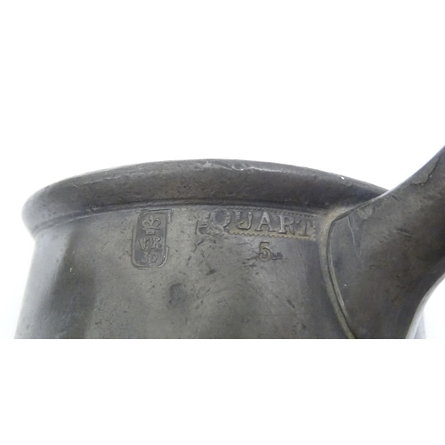 1331 - A quantity of 19thC and later pewter tankards, including examples by James Dixon & Sons, several wit... 