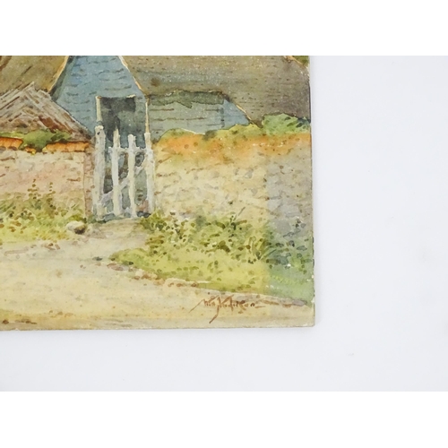 1981 - Will Anderson, 20th century, Watercolour, Country scene with figures, farmhouses, chickens and a bri... 