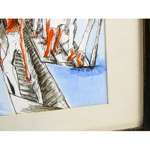 2004 - Katherine Waters, 20th century, Ink and watercolour, The Explorers, and Deportation. Signed and date... 