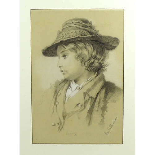 2014 - Mary Williams, 19th century, Pastel on paper, A portrait of a young boy in a hat. Signed and dated 1... 