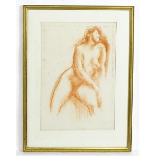 2085 - 20th century, French School, Lithograph, A seated nude. Indistinctly signed lower right. Approx. 11 ... 