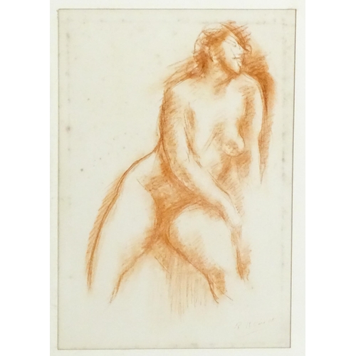 2085 - 20th century, French School, Lithograph, A seated nude. Indistinctly signed lower right. Approx. 11 ... 