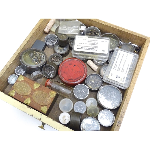 854 - Watchmakers / Repairers Equipment : A collector's cabinet with eight drawers containing assorted ite... 