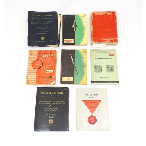 857 - A quantity of mid 20thC watch parts supply books / horology catalogues, comprising two Official Swis... 