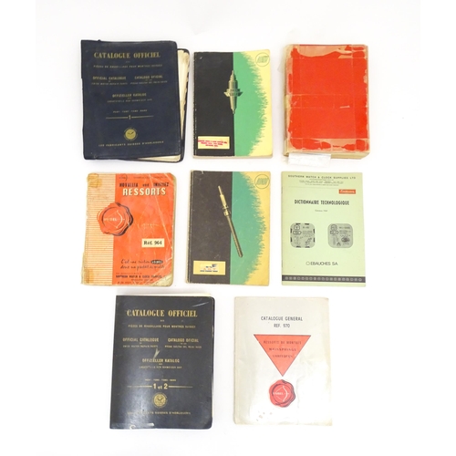 857 - A quantity of mid 20thC watch parts supply books / horology catalogues, comprising two Official Swis... 