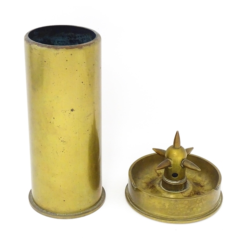 863 - Militaria : two items of trenchart , comprising an 25pdr artillery shell case ashtray, with Royal La... 