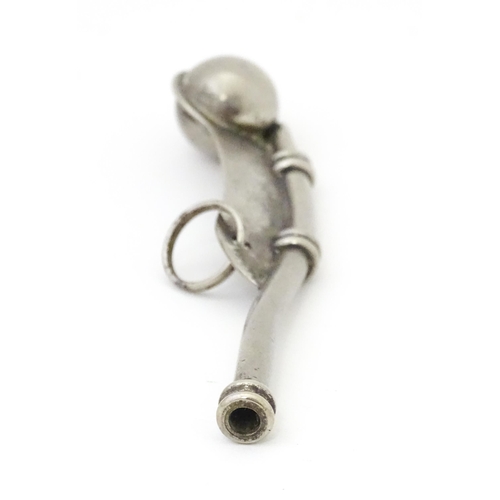 871 - Militaria : a 20thC steel naval Bosun's whistle. Approx. 4 1/2