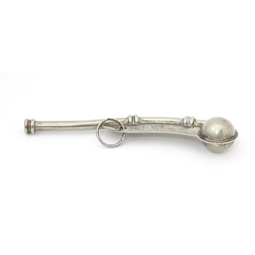 871 - Militaria : a 20thC steel naval Bosun's whistle. Approx. 4 1/2