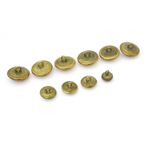 873 - Militaria: ten 20thC pressed brass tunic buttons, each with the regimental insignia of the South Lan... 