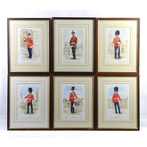 878 - Militaria : after B.H. Whiteley, six colour lithographs depicting soldiers of the King's Own Scottis... 