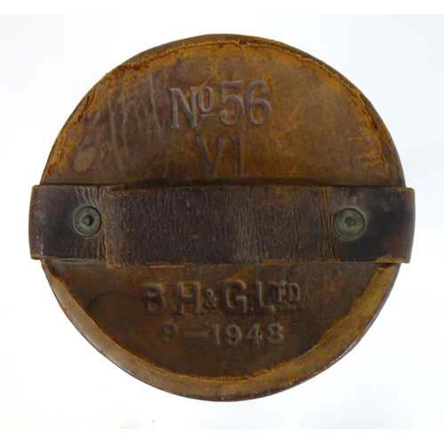 879 - Militaria , WWII / World War 2 / WW2 / Second World War : a cork and leather cordite case, stamped w... 