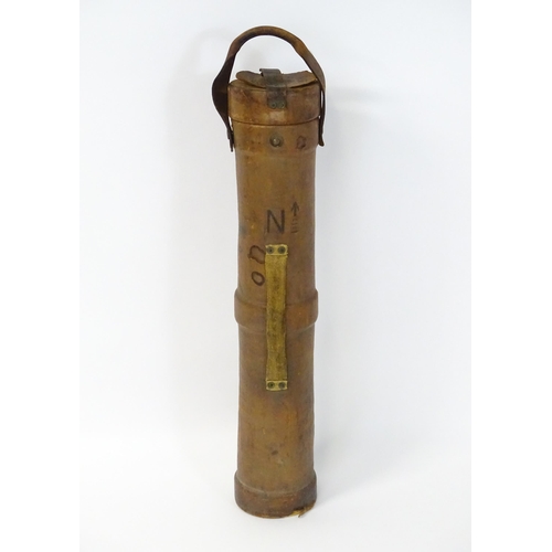 879 - Militaria , WWII / World War 2 / WW2 / Second World War : a cork and leather cordite case, stamped w... 