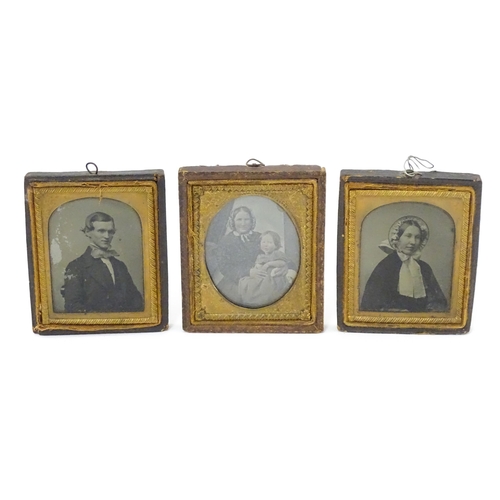 1269 - Four Victorian daguerreotype / ambrotype photographic portraits to include a portrait of a seated ge... 