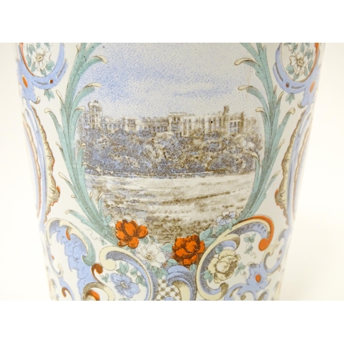 1287 - A Victorian tin and enamel beaker commemorating Queen Victoria's Diamond Jubilee depicting the Royal... 