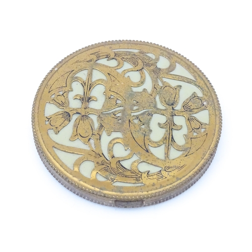 1296 - Three powder compact to include a Stratton example. Together with a folding pocket mirror, and a rin... 