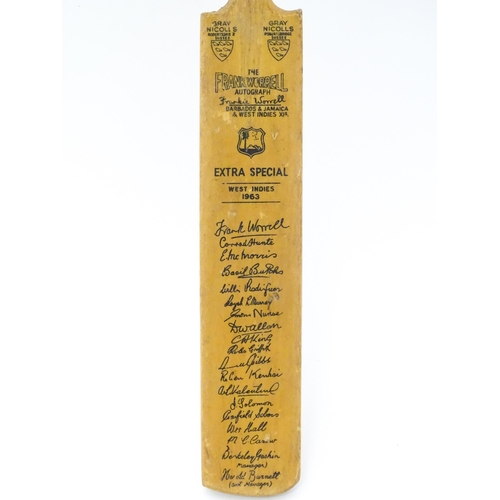 1305 - Cricket Interest: A 20thC Gray Nicolls miniature cricket bat titled The Frank Worrell Autograph with... 