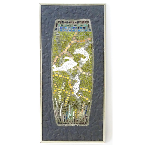 1335 - A 20thC glass mosaic picture by Daphne Allen, titled Deep Sea, depicting a stylised aquatic scene. A... 